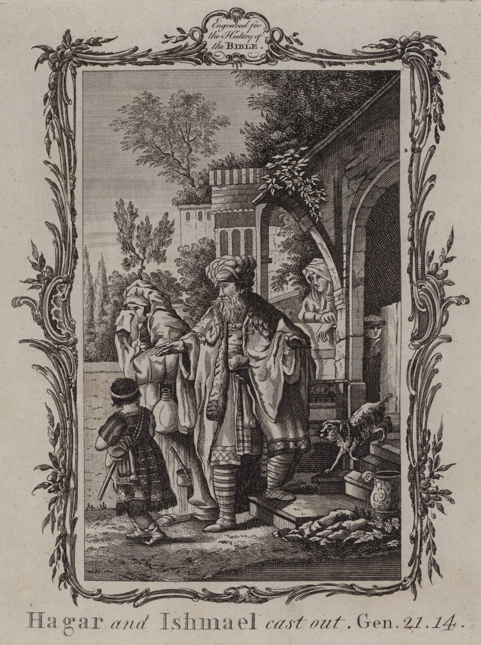 Hagar i Ismael wypędzeni (rycina) autorstwa English School