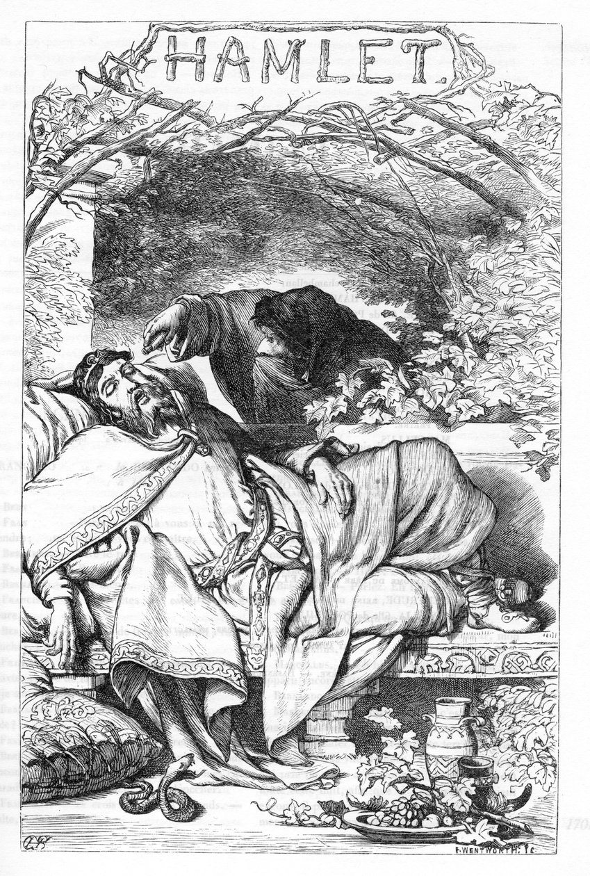 Hamlet - Ilustracja w „” Completes de William Shakespeare”” 1866 – Ilustracje i ogólna forma tego wydania zapożyczono z ilustrowanego Szekspira Cassella, opublikowanego w Londynie autorstwa English School