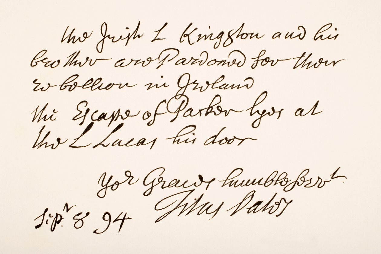 Pismo i podpis Titus Oates, 1694 autorstwa English School