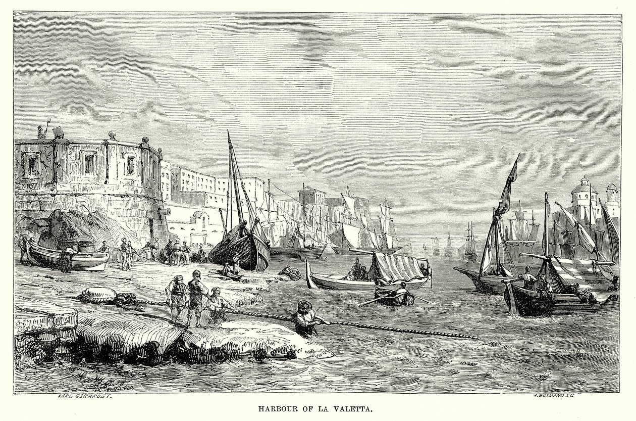 Port w Valetcie (rycina) autorstwa English School