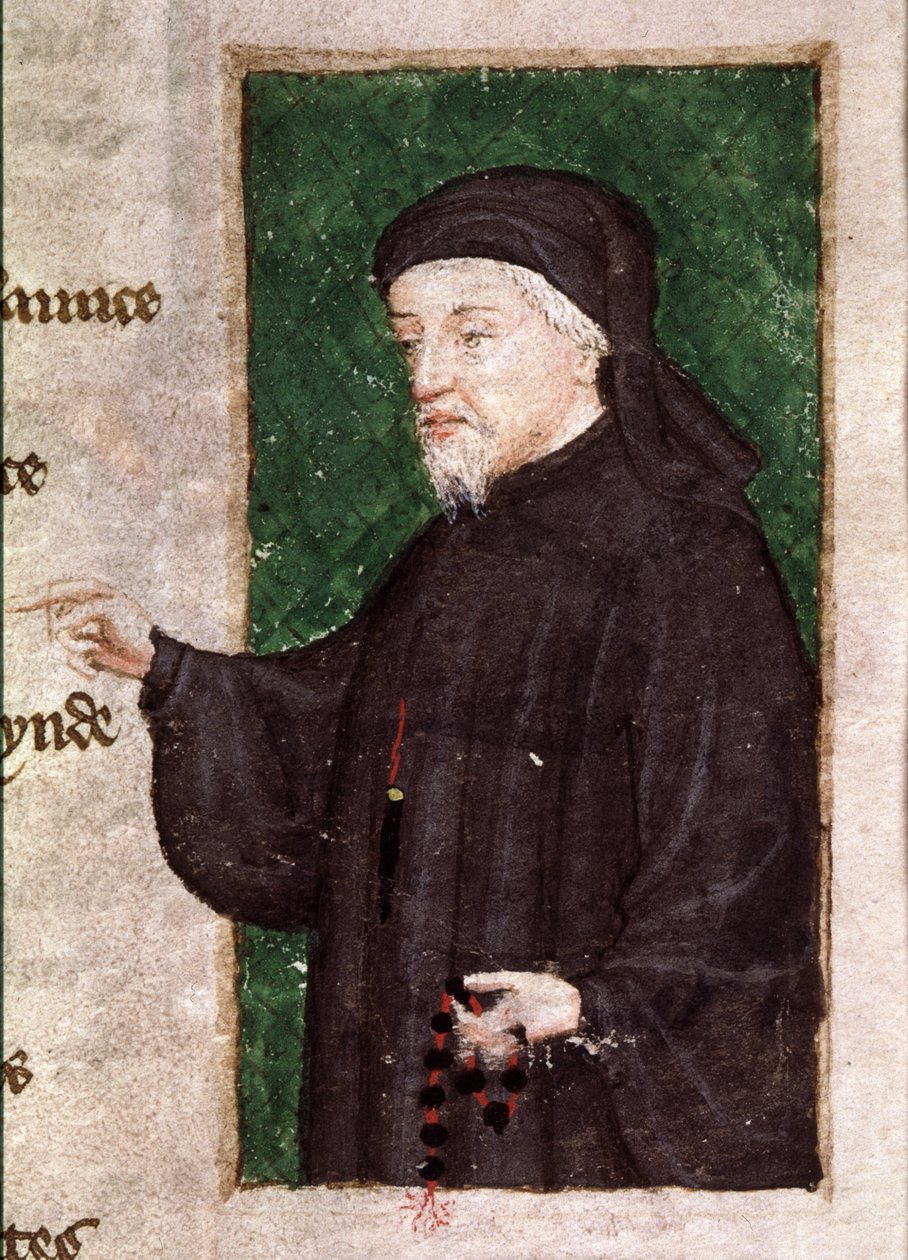 Harl 4866 f.88 Portret Chaucera, z wiersza „Regiment of Princes” Thomasa Hoccleve (ok. 1368-1426) (welum) autorstwa English School