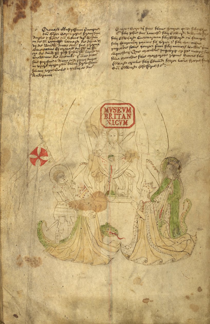 Harley 318, f.8v Henryk VI, król Anglii i jego żona Małgorzata Anjou, ilustracja z „Historii i genealogii królów… Anglii” (welin) autorstwa English School