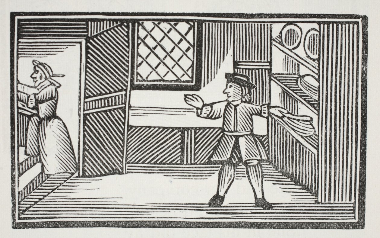 Poszedł do spiżarni i poczęstował się chlebem i masłem, ilustracja z książki Chap-books of the Eighteenth Century autorstwa Johna Ashtona, pub. 1882 autorstwa English School