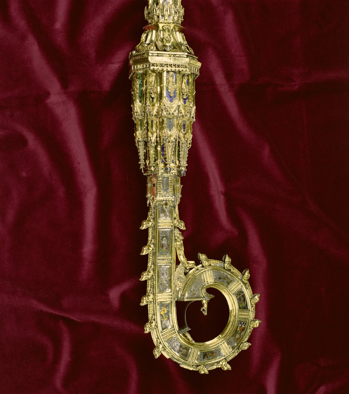 Głowa i zgięcie pastorału Wilhelma z Wykeham (ok.1320-1404): strona Pawła (srebro pozłacane) (detal) (zob. 205100-32) autorstwa English School