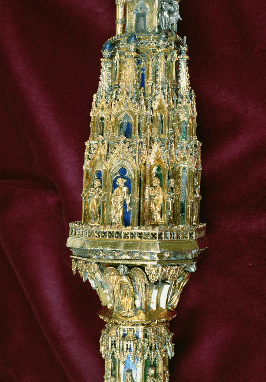 Głowa pastorału Wilhelma z Wykeham (ok.1320-1404): strona Piotra (srebro pozłacane) (detal) (zob. 205101-205132) autorstwa English School