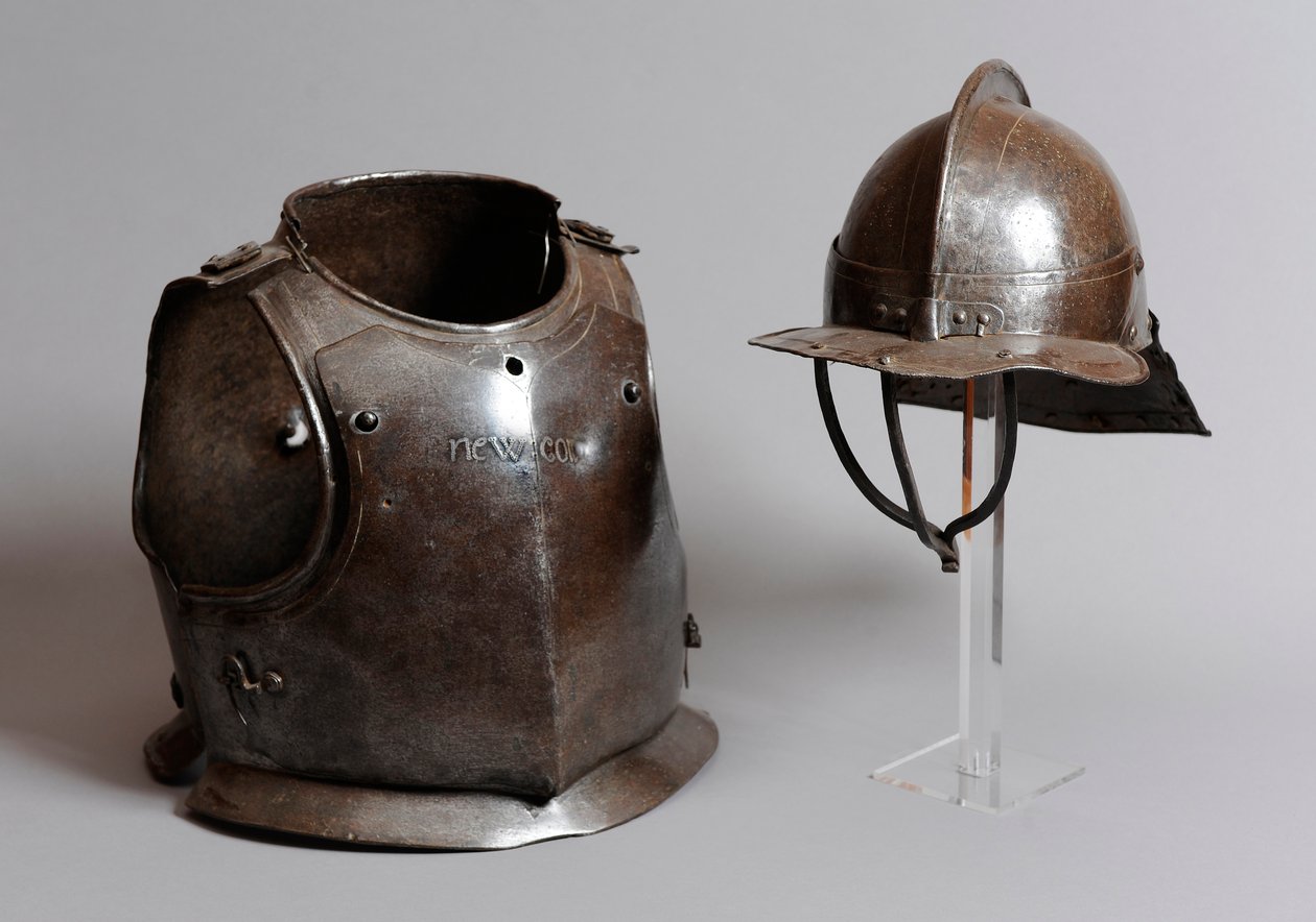 Hełm, napierśnik i naplecznik, połowa XVII w. (metalowe) autorstwa English School