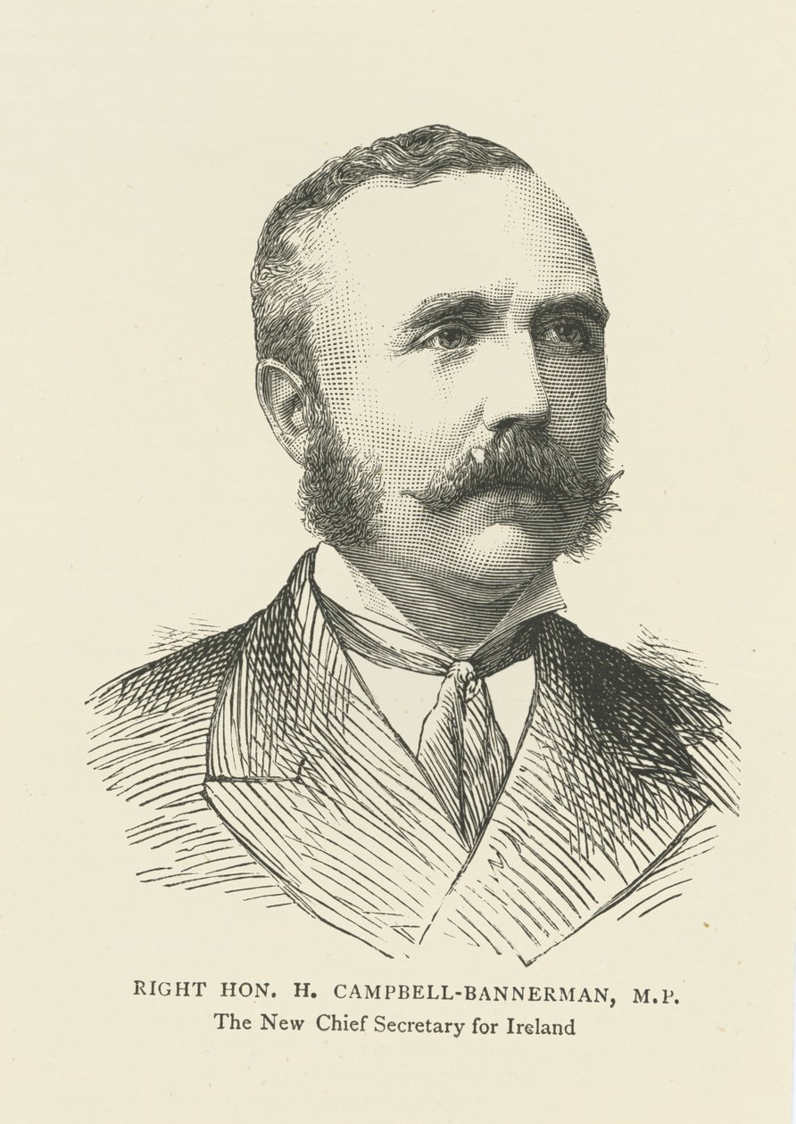 Henry Campbell-Bannerman jako sekretarz generalny Irlandii (Grawerowanie) autorstwa English School