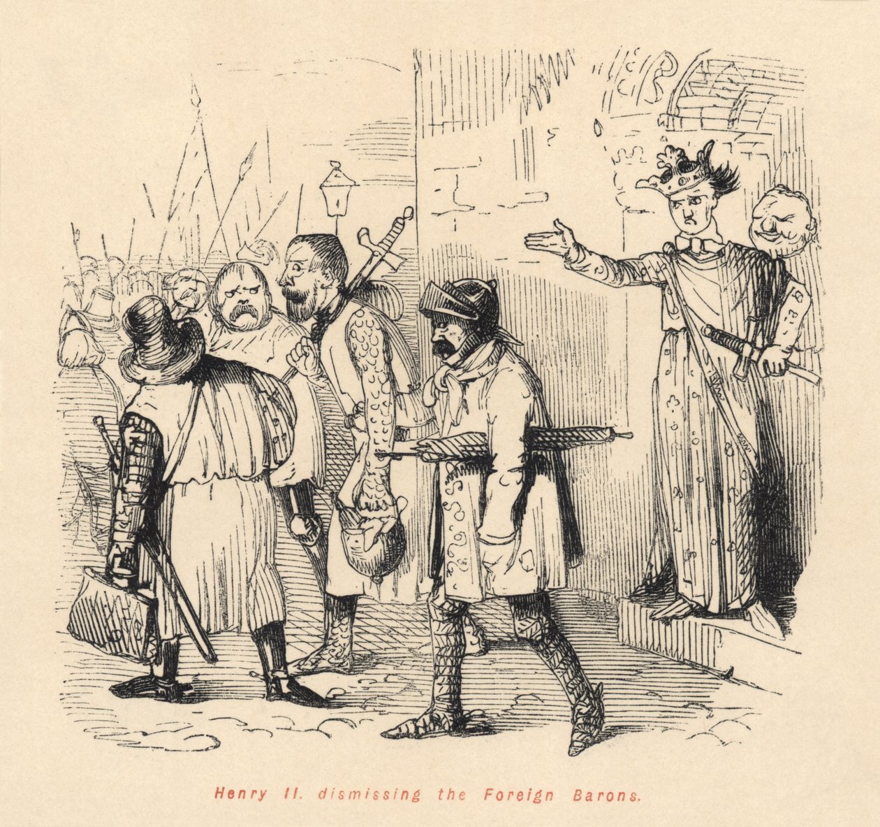 Henryk II (1133-89) odwołujący zagranicznych baronów autorstwa English School