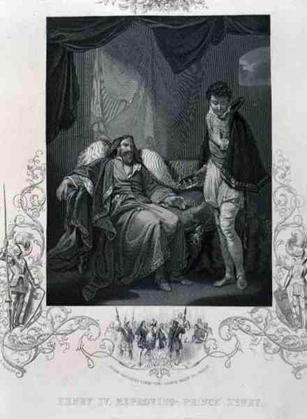 Henryk IV napominający księcia Henryka, z Henryka IV przez Williama Szekspira (1564-1616) (rycina) autorstwa English School