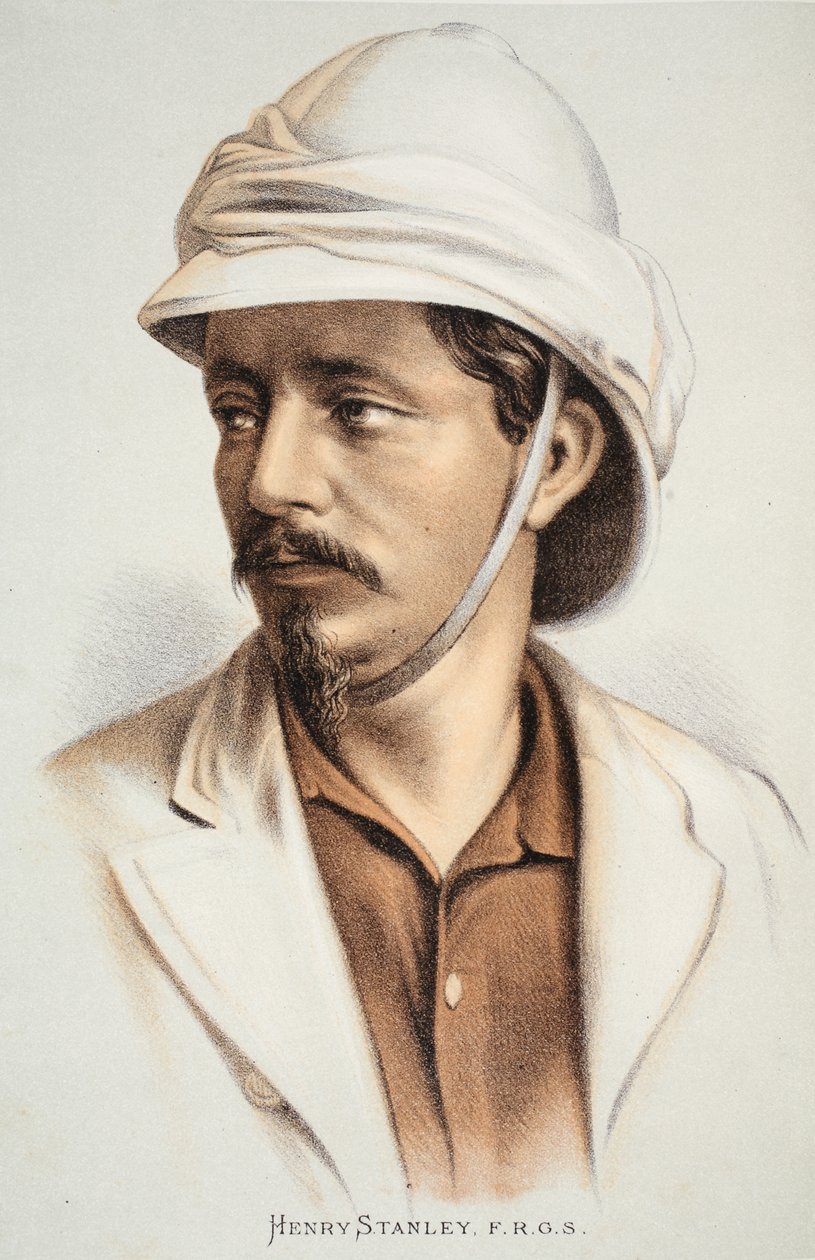 Henry Stanley FRGS, ilustracja z The Pictorial Edition of the Life and Discoveries of David Livingstone autorstwa J. Ewing Richie, wyd. przez A. Fullartona & Co., 1876 autorstwa English School