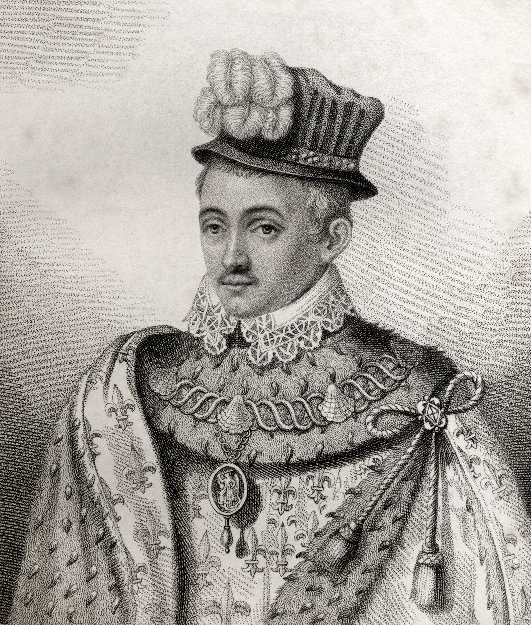 Henry Stewart, sztychowany przez Riversa, ilustracja z „Katalogu autorów królewskich i szlacheckich, tom V”, wydanego w 1806 r. autorstwa English School
