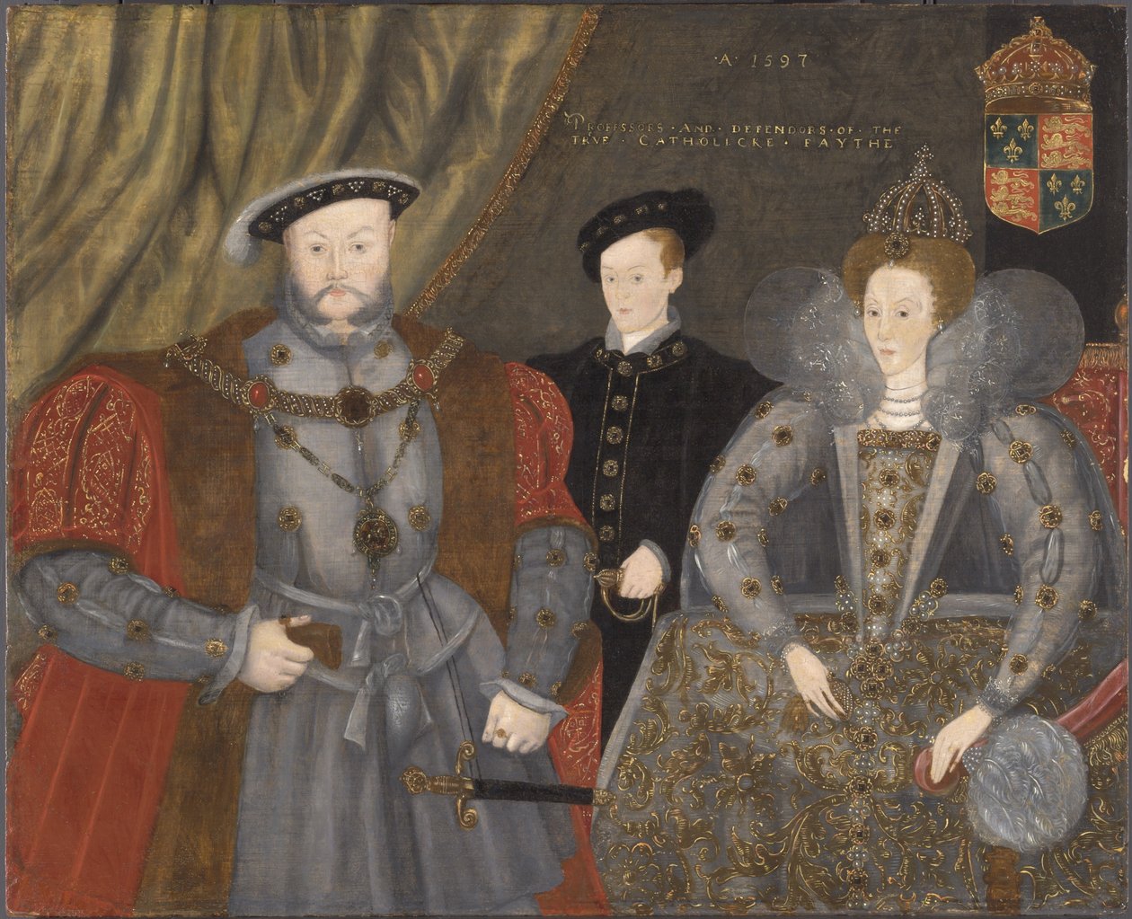 Henryk VIII, Elżbieta I i Edward VI, 1597 autorstwa English School