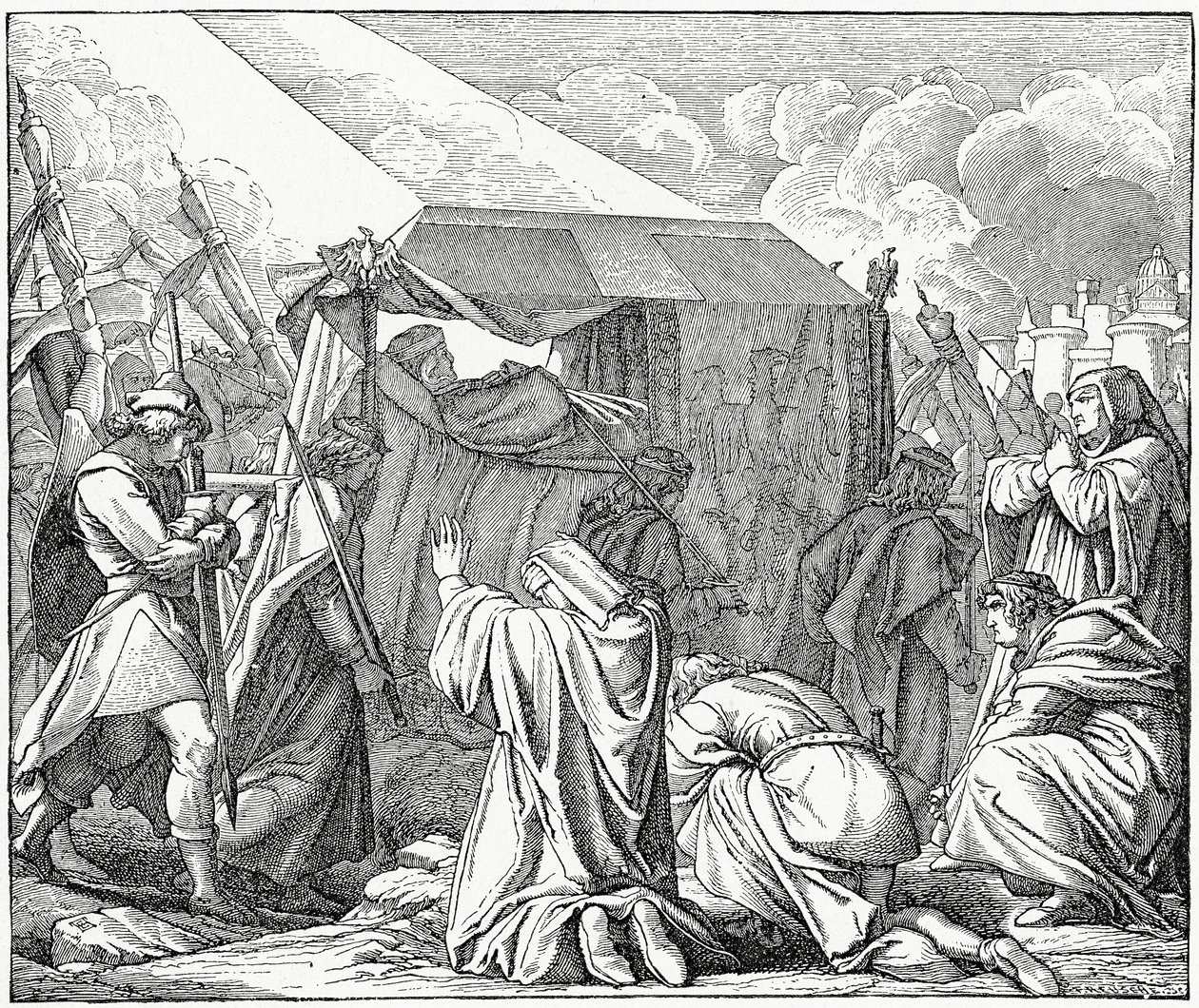 Henryk VII, cesarz rzymski, opłakiwany przez swój lud w 1313, 1882 r. autorstwa English School