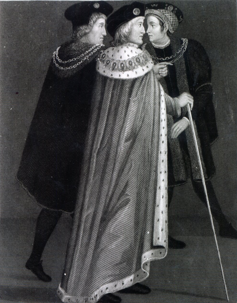 Henryk VII z Richardem Empsonem i Sir Edmundem Dudleyem (grafika) autorstwa English School