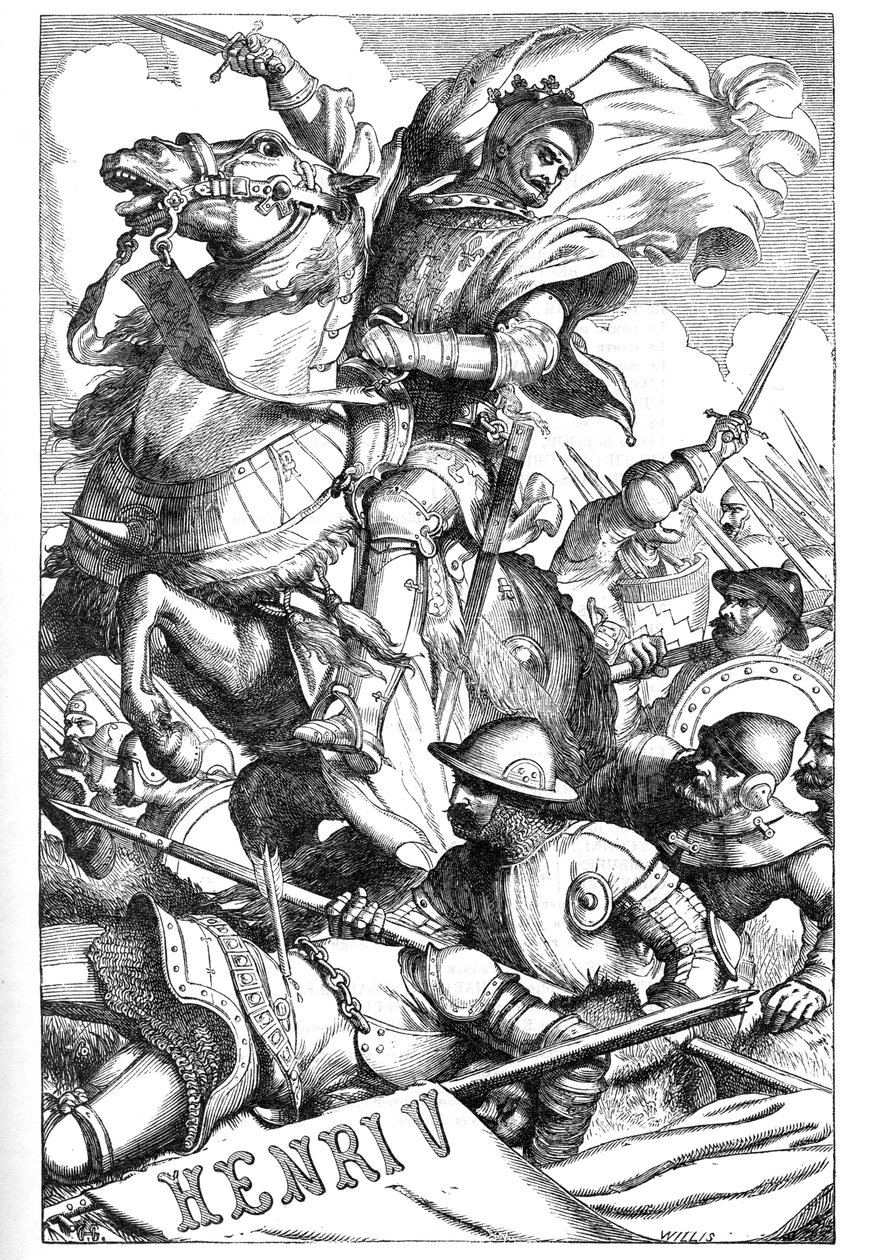 Henryk V - (The Chronicle History of Henry the Fifth) - Ilustracja w „” Completes de William Shakespeare”” 1866 - Ilustracje i ogólna forma tego wydania zapożyczono z ilustrowanego Szekspira Cassella, opublikowanego w Londynie autorstwa English School