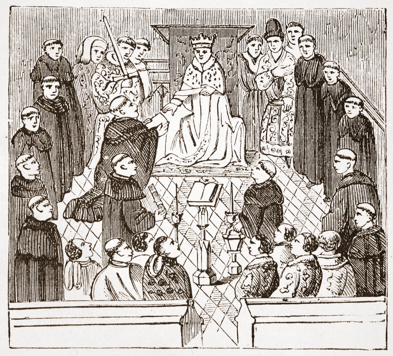 Henryk V i jego parlament (z Harleian MMS w British Museum), ilustracja z Historii protestantyzmu Jamesa Aitkena Wylie (1808-1890), wyd. 1878 autorstwa English School