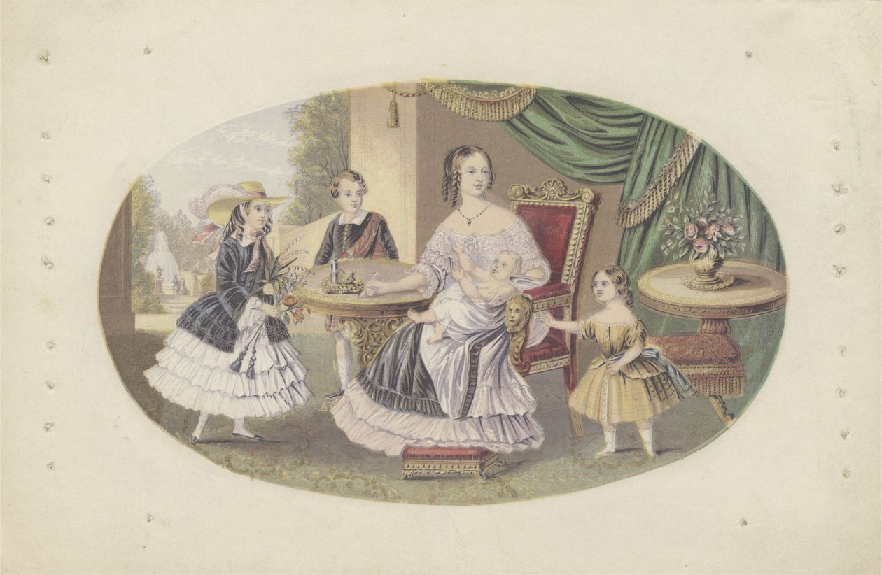 Jej Wysokość Królowa Wiktoria i Rodzina, c.1851 (akwatinta) autorstwa English School