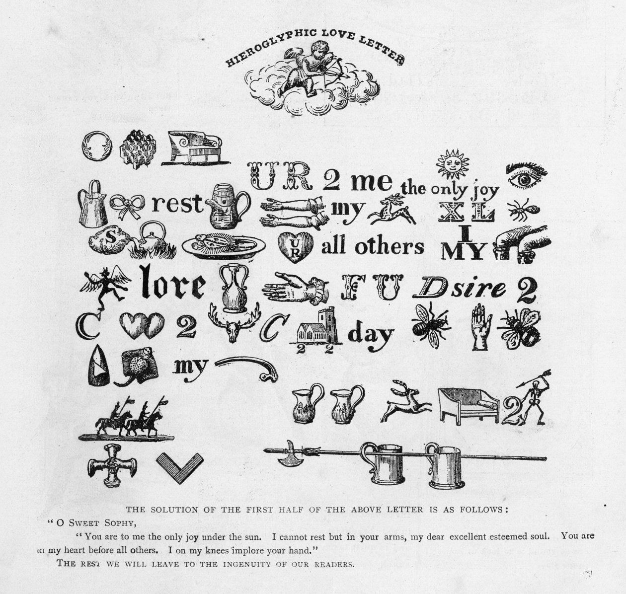 Hieroglificzne listy miłosne, c. 1893 autorstwa English School