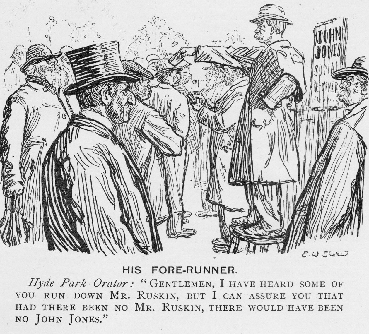 Jego przodek, ilustracja z Króla, 25 maja 1901 r. autorstwa English School