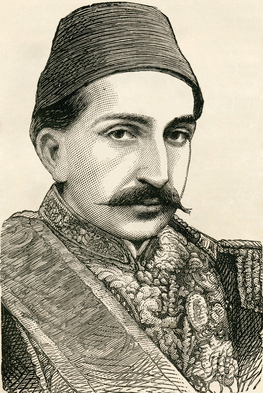 Jego Cesarska Mość, Sułtan Abdulhamid II, Cesarz Osmanów, Kalif Wiernych, z książki „Mieszkańcy świata” autorstwa G.T. Bettany, opublikowano 1888 autorstwa English School