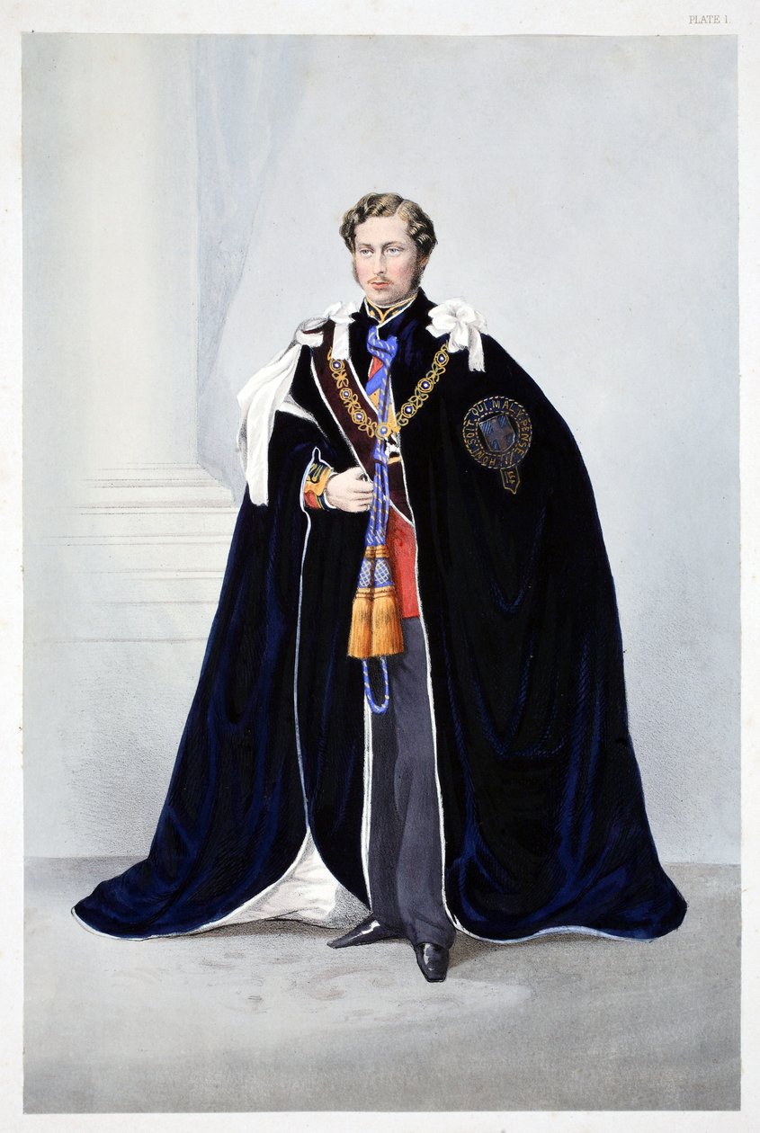 Jego Królewska Wysokość Albert Edward, Książę Walii, z A Memorial of Marriage of Edward VII and Alexandra of Denmark, wyd. 1864 autorstwa English School