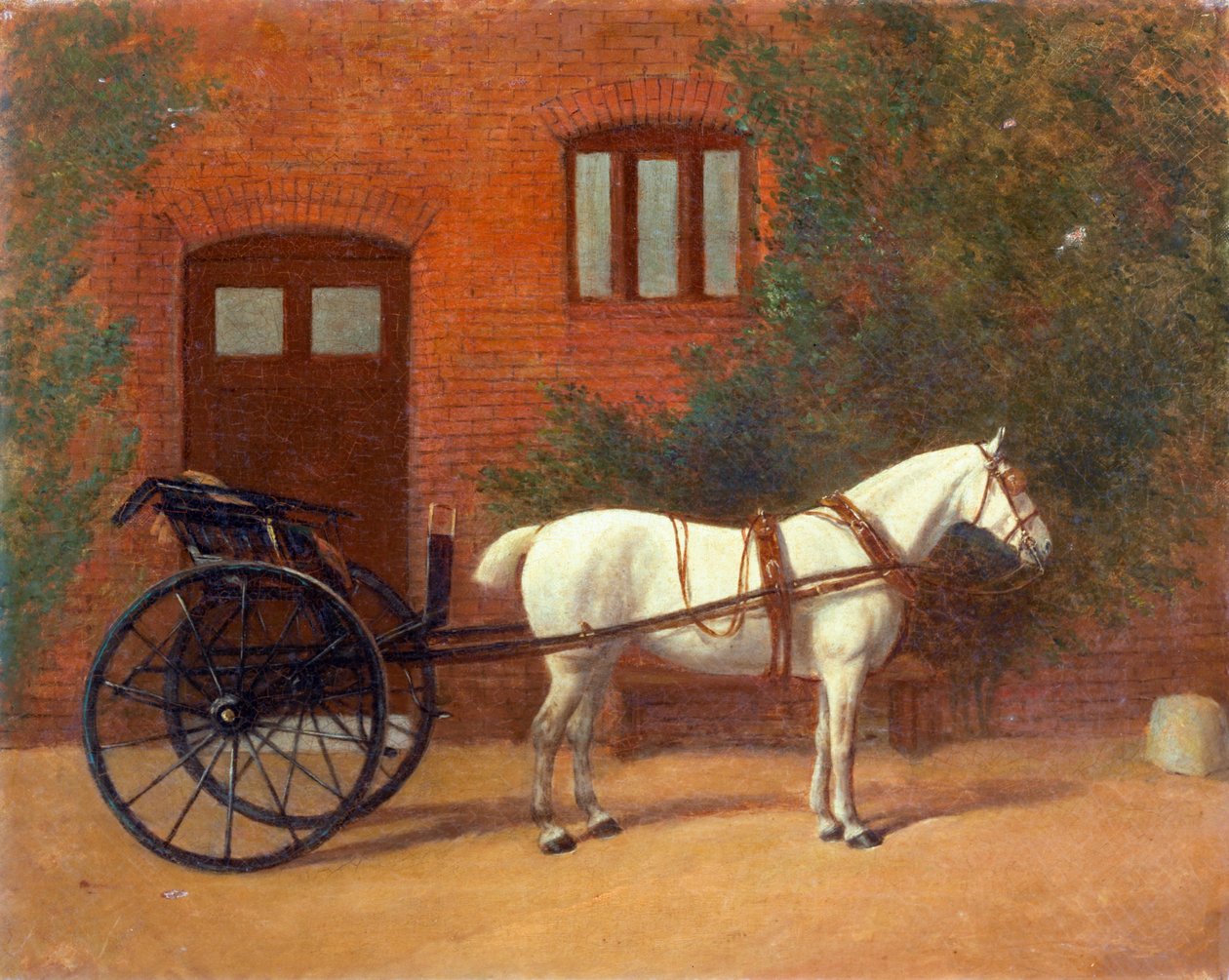 Koń zaprzęgnięty do wozu jauntującego (para do 416406) autorstwa English School