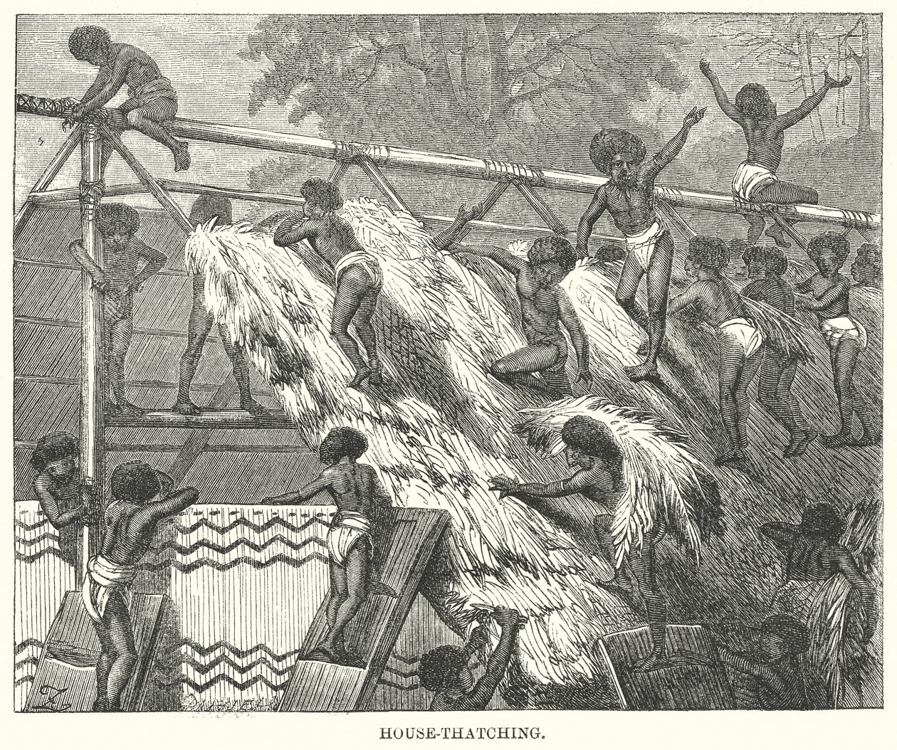 House-Thatching (grawerowanie) autorstwa English School