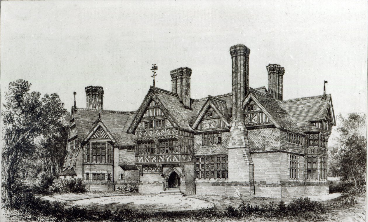 Dom niedawno wzniesiony w Harrow Weald, z „The Building News”, 6 września 1872 r. autorstwa English School