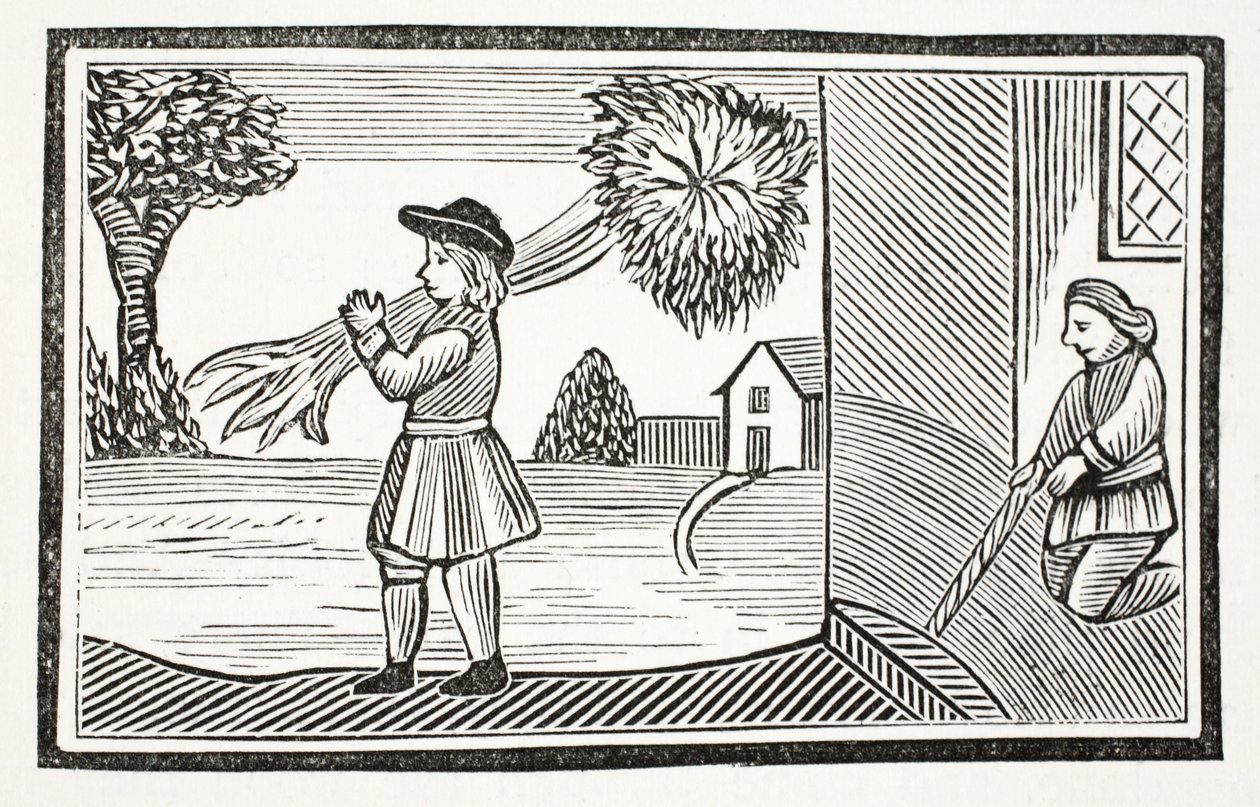O tym, jak wielka siła Toma Hickathrifta stała się znana, ilustracja z książki Chap-books of the Eighteenth Century Johna Ashtona, wyd. 1882 autorstwa English School