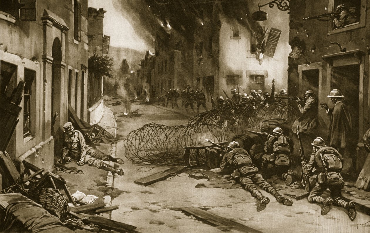 Jak Włosi wypędzili Austriaków z płonącego Asiago w czerwcu 1916 r. i powstrzymali napór w kierunku Równin Weneckich, 1914-19 autorstwa English School