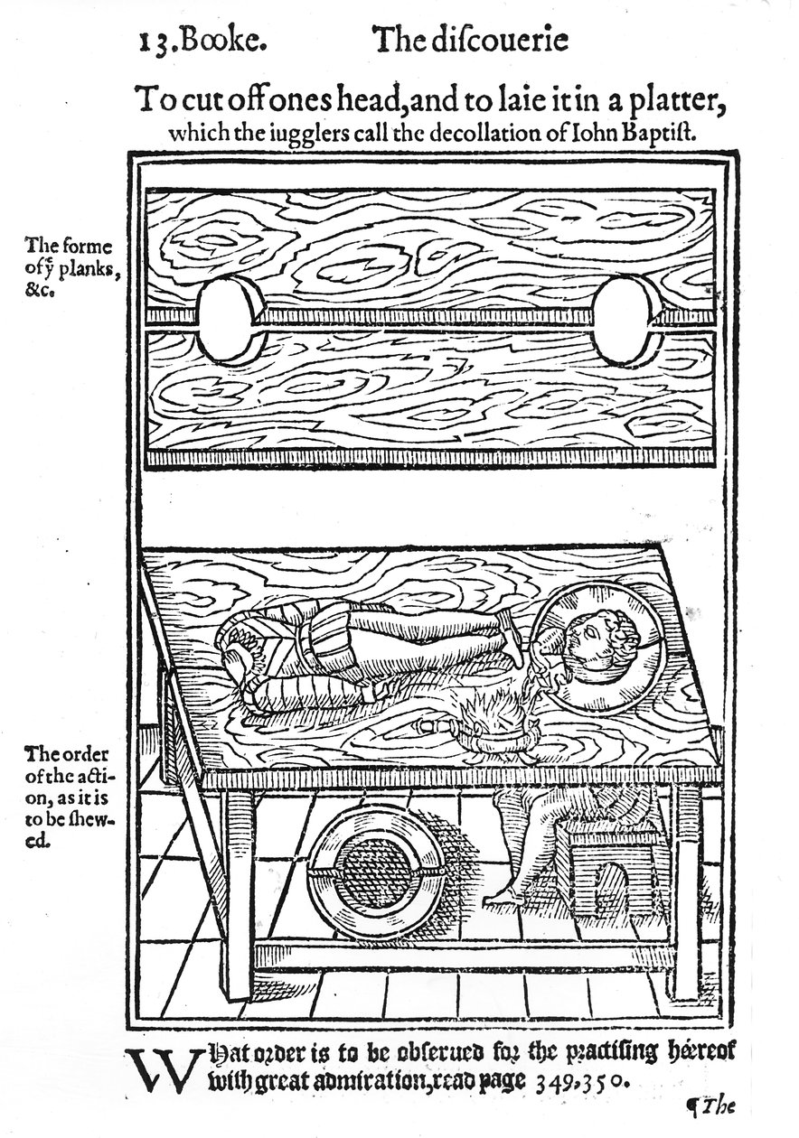 Jak odciąć głowę i położyć ją na półmisku, 1584 (drzeworyt) autorstwa English School