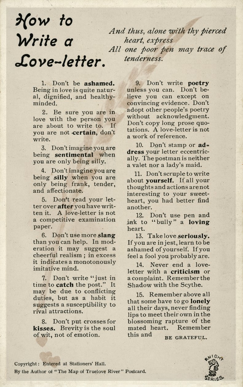 Jak napisać list miłosny (litografia) autorstwa English School