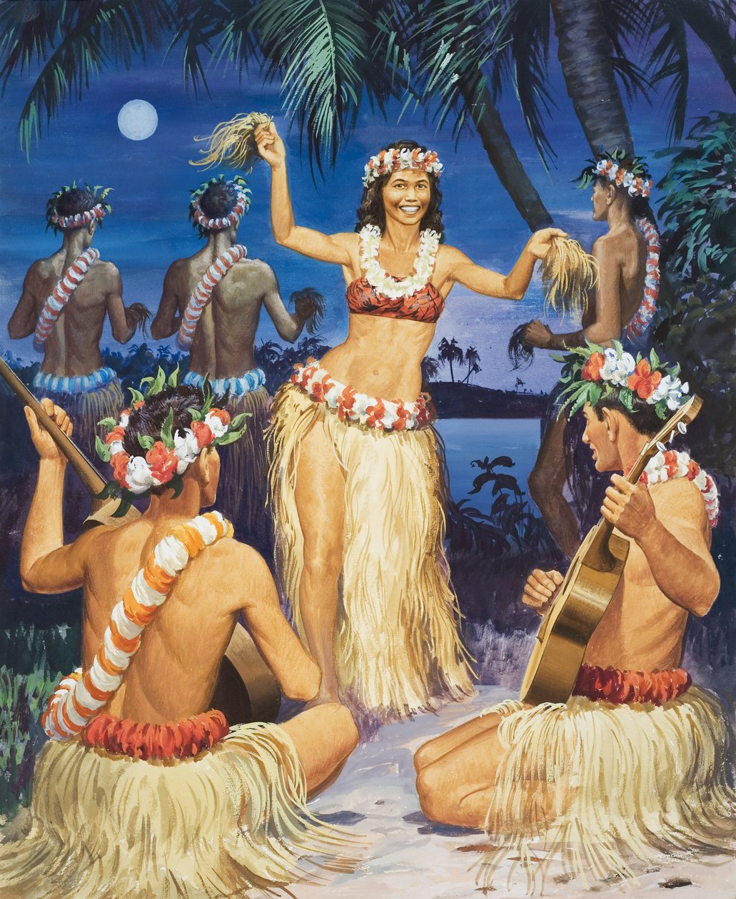 Hula! (gwasz na papierze) autorstwa English School