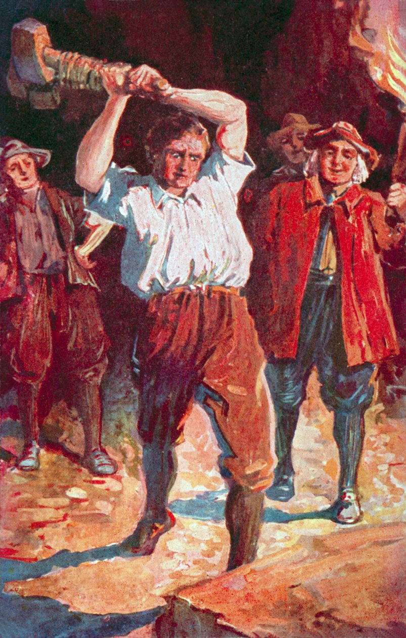 "I delivered the ponderous onset" (kolorowa litografia) autorstwa English School