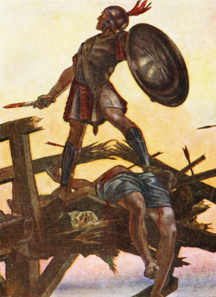 Ilustracja do opowieści z historii Rzymu (kolorowa litografia) autorstwa English School