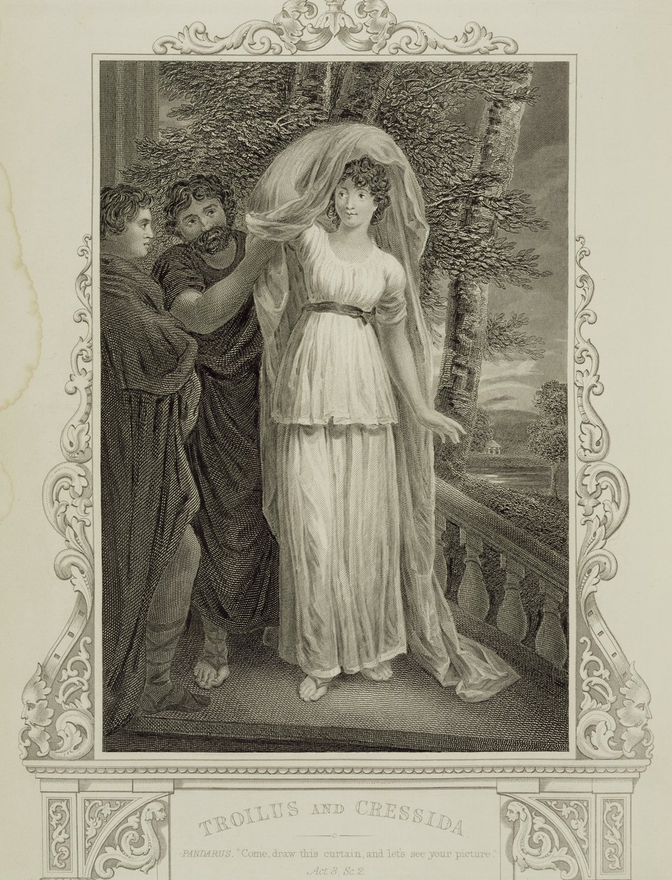 Ilustracja z Troilus i Cressida, akt III, scena 2, William Shakespeare (1564-1616) autorstwa English School