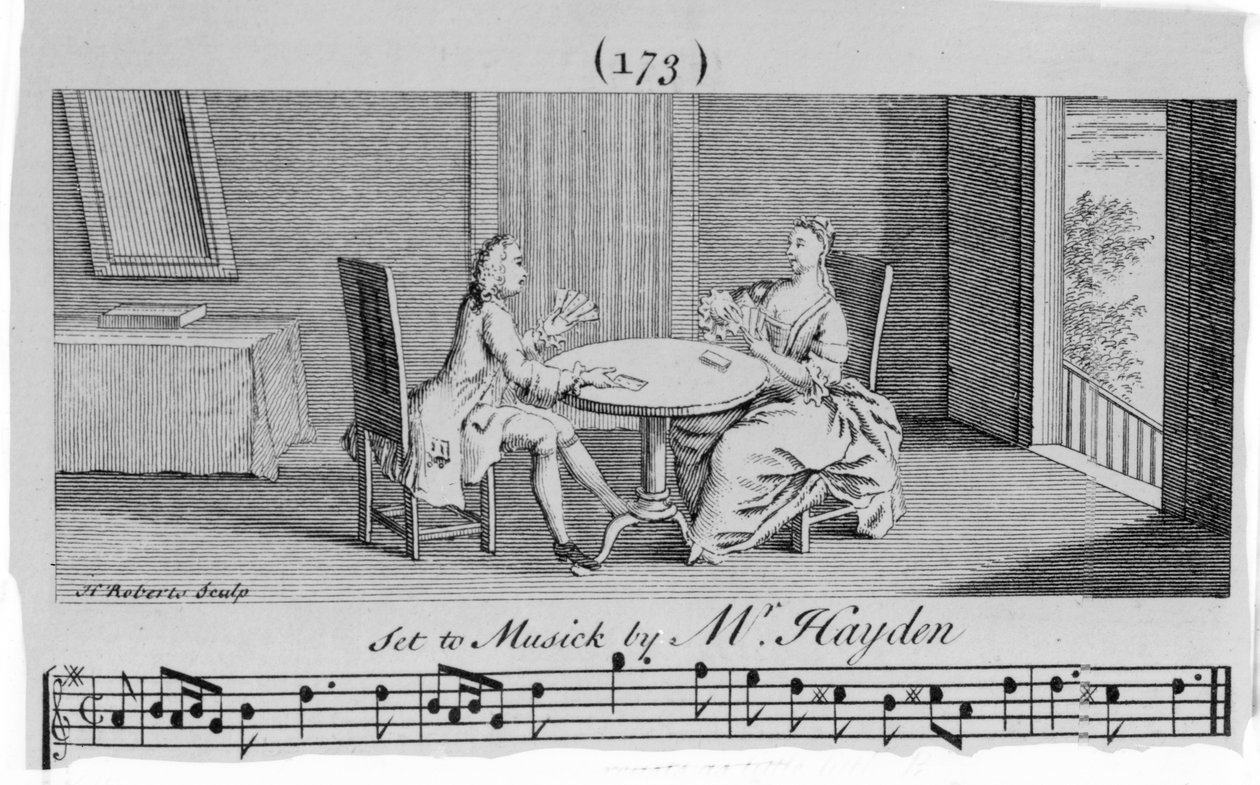 Ilustracja do muzyki Josepha Haydna, rytowana przez H. Robertsa. autorstwa English School