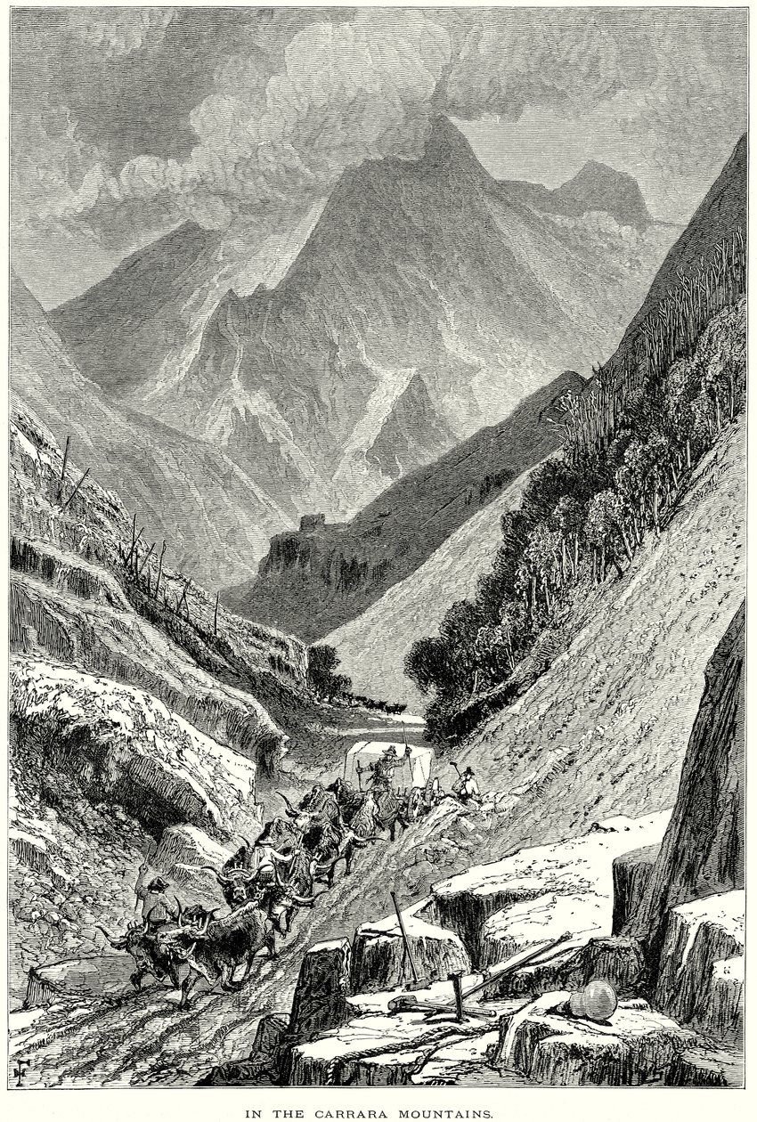 W górach Carrara (grawerunek) autorstwa English School