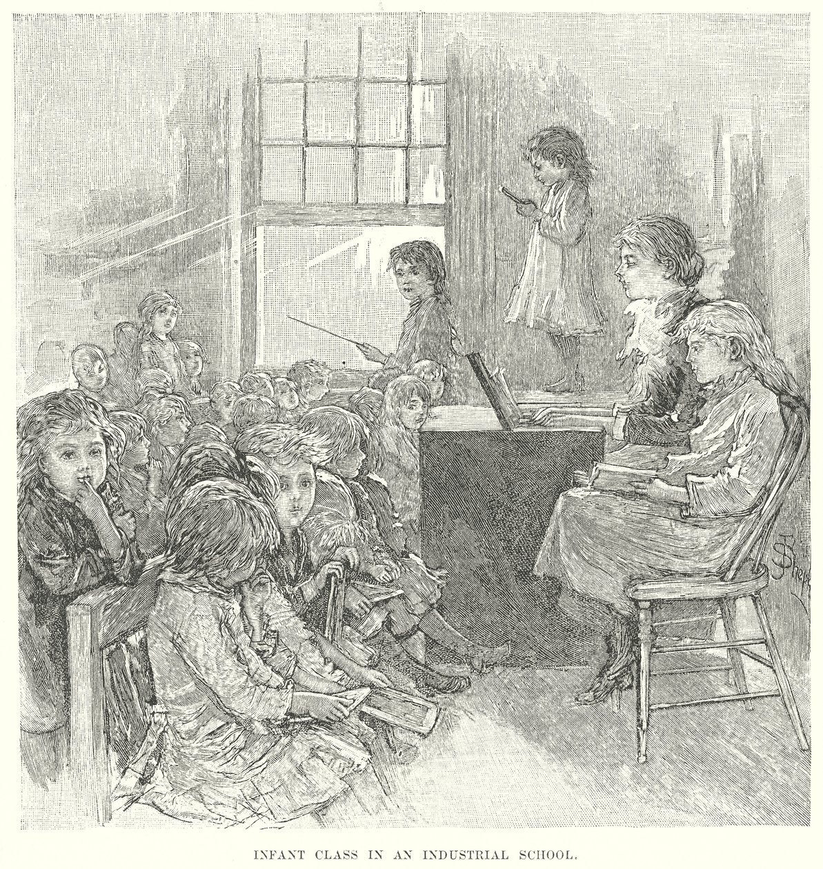 Klasa niemowlęca w szkole przemysłowej (grawerunek) autorstwa English School