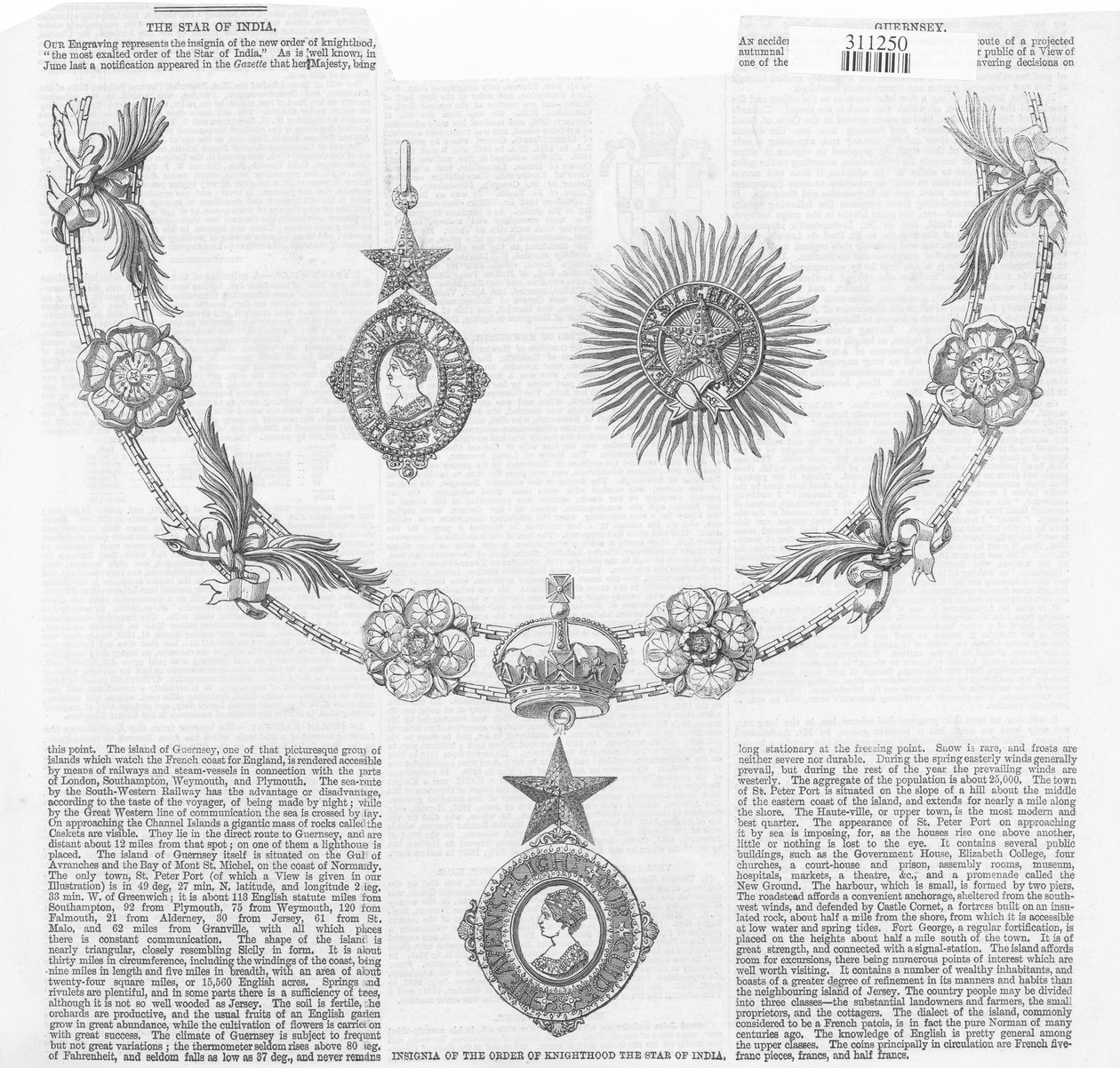 Insygnia Orderu Rycerstwa Gwiazda Indii, z The Illustrated London News autorstwa English School