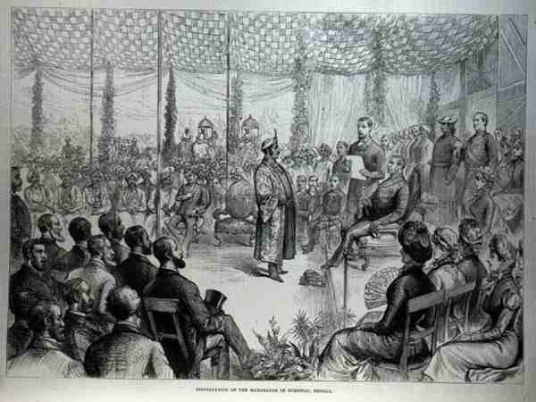 Instalacja Maharajah of Burdwan, Bengal, z The Illustrated London News, 21 stycznia 1882 r. autorstwa English School