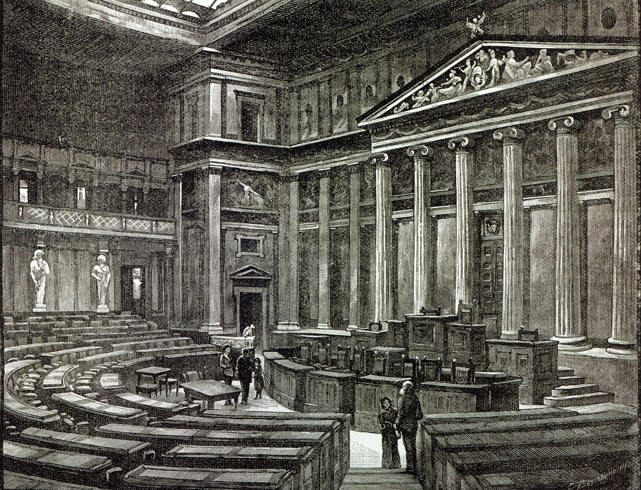 Wnętrze budynków parlamentu, Wiedeń, z „Godziny wypoczynku”, 1891 autorstwa English School