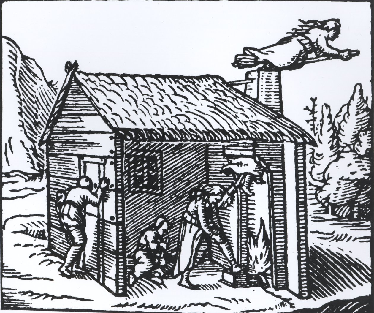 Wnętrze domu czarownicy, 1579 autorstwa English School