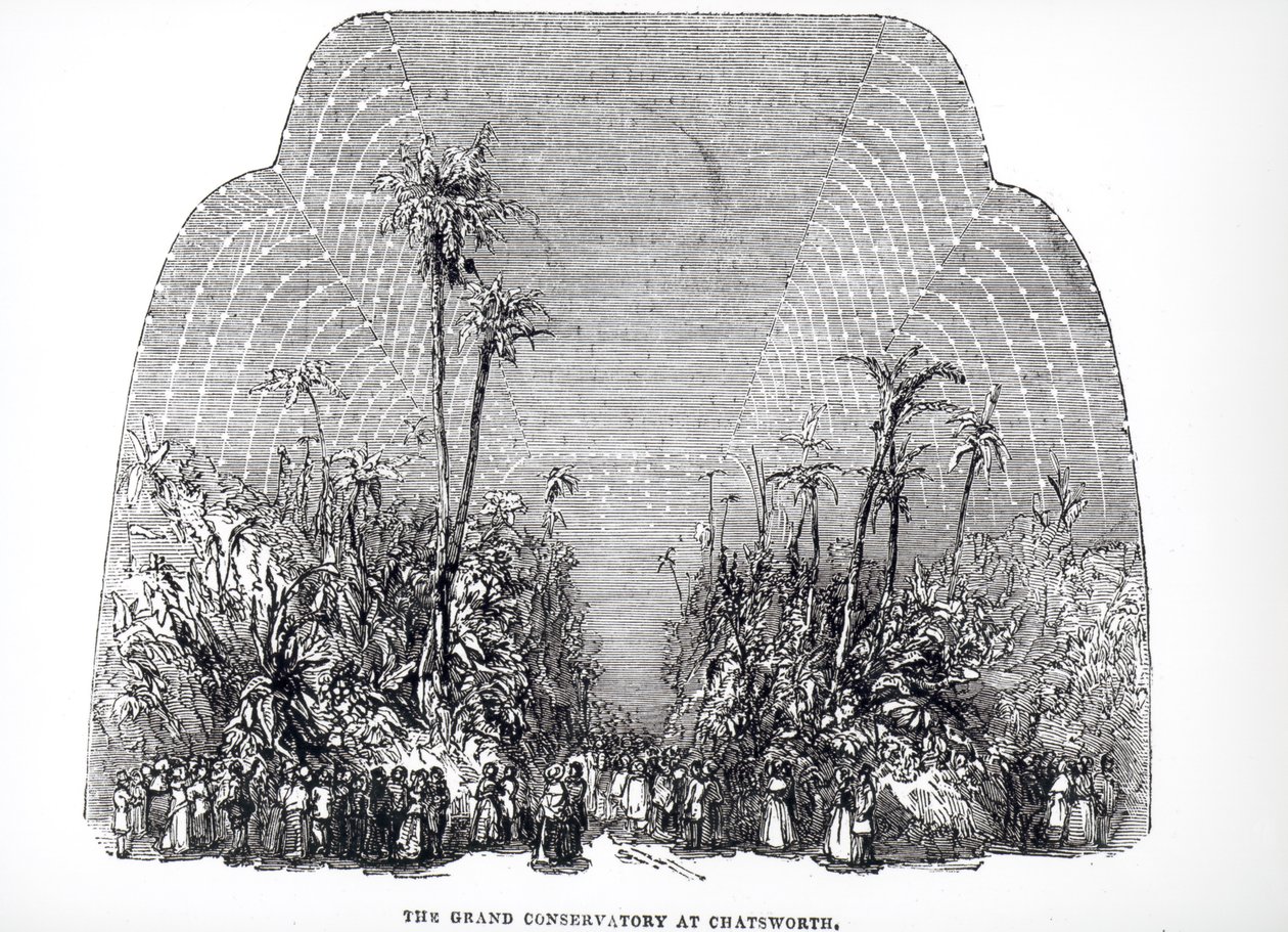 Wnętrze Wielkiego Konserwatorium w Chatsworth, 1843 autorstwa English School