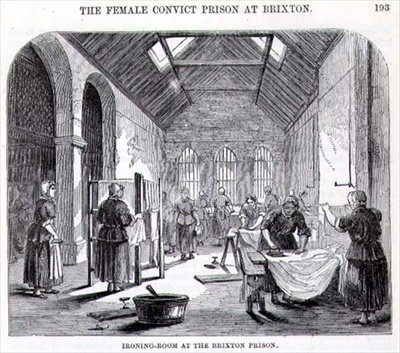 Prasowalnia w więzieniu Brixton, z "The Criminal Prisons of London and Scenes of Prison Life" Henry Mayhew (1812-87) i John Binny autorstwa English School