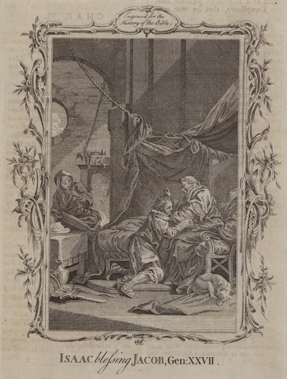 Izaak błogosławiący Jakuba (grawerunek) autorstwa English School