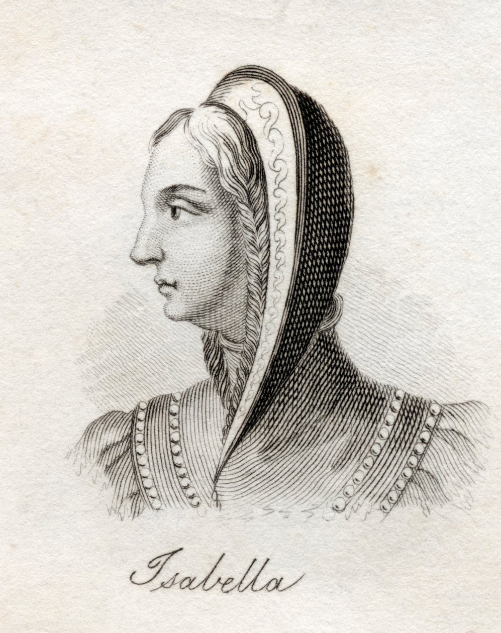Izabela I, królowa Kastylii i Leon, ze „Słownika historycznego Krabba”, opublikowanego w 1825 r. autorstwa English School