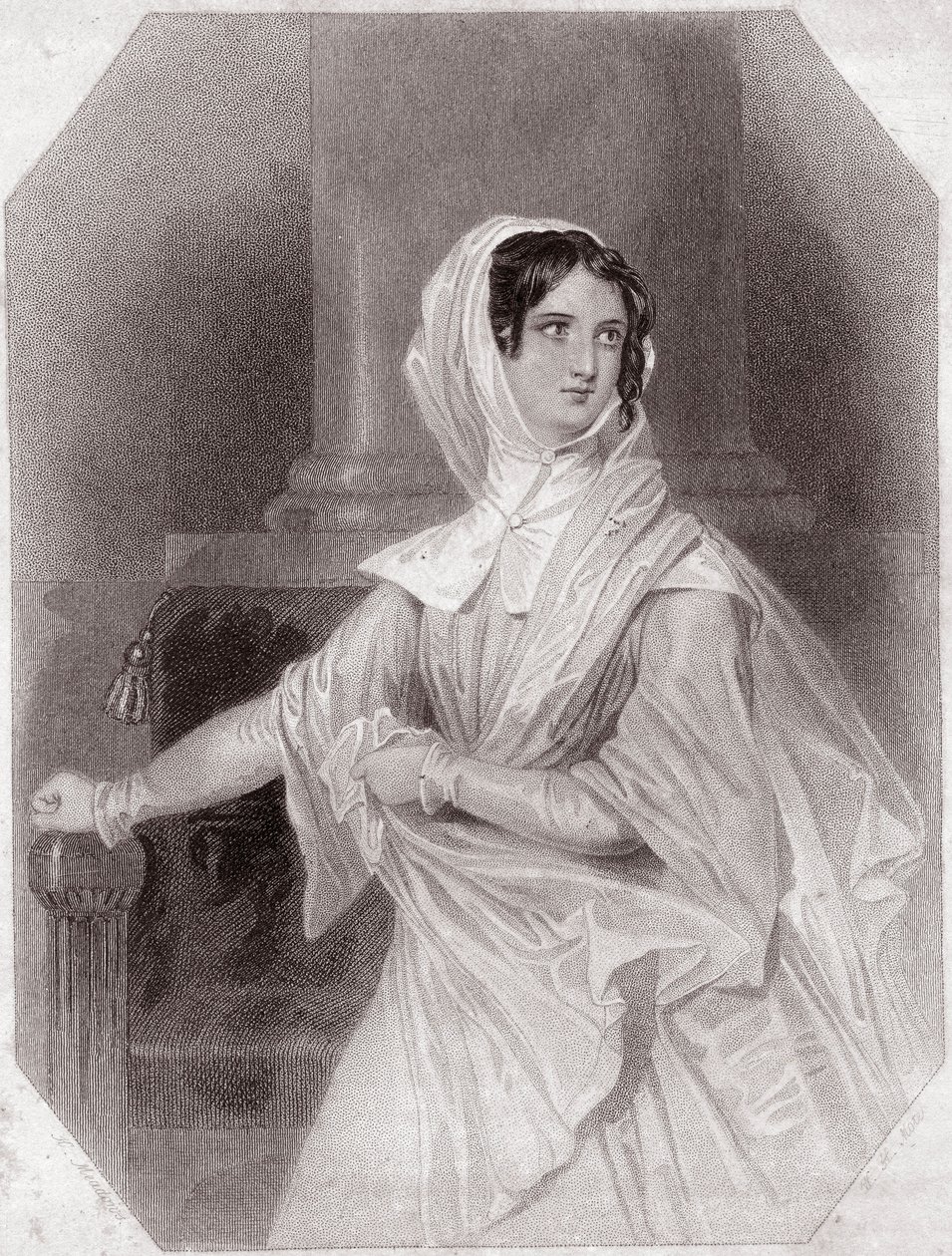 Isabelle (Miarka za miarkę) (Siostra Claudio) w - „Galeria Kobiet Szekspira, kolekcja czterdziestu pięciu poważnych portretów wczesnych artystów londyńskich, wzbogacona uwagami krytycznymi i literackimi”” około 1838 r. - z „Galeria kobiet Szekspira autorstwa English School