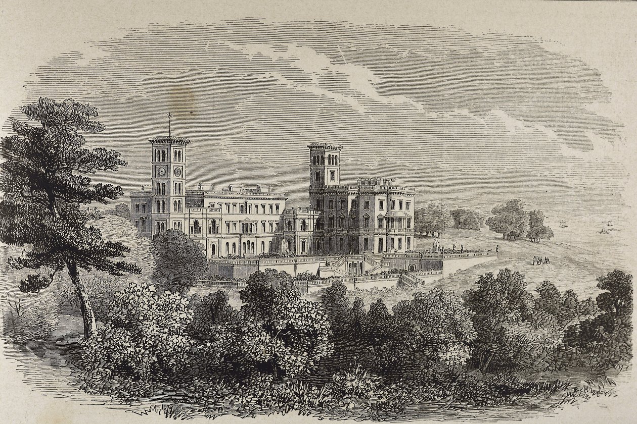 Wyspa Wight. Osborne House, letnia rezydencja królowej Wiktorii. Ilustracja z 1880 r. autorstwa English School