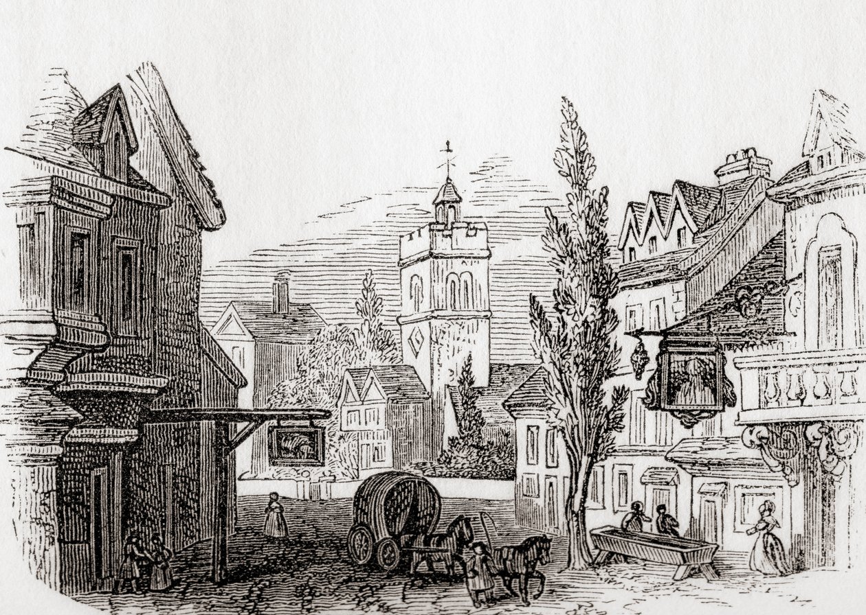 Islington, Grande Londres, Inglaterra em 1760, de Old England: A Pictorial Museum, pub. 1847polonês autorstwa English School